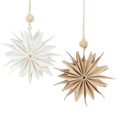 Article Étoiles en papier à suspendre marron blanc 12cm 6 pcs
