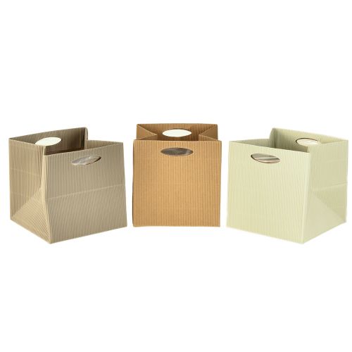 Floristik24 Sac en papier 12cm marron crème beige sac cadeau 6 pièces