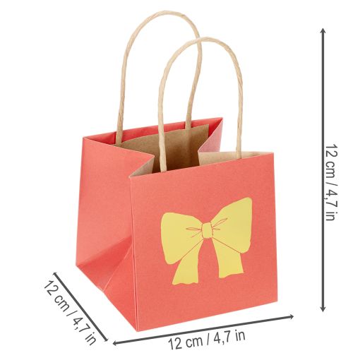 Sac cadeau en papier avec motif nœud, 12 cm, rouge et or, lot de 8 | Floristik24.fr