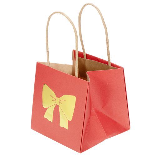 Sac cadeau en papier avec motif nœud, 12 cm, rouge et or, lot de 8 | Floristik24.fr