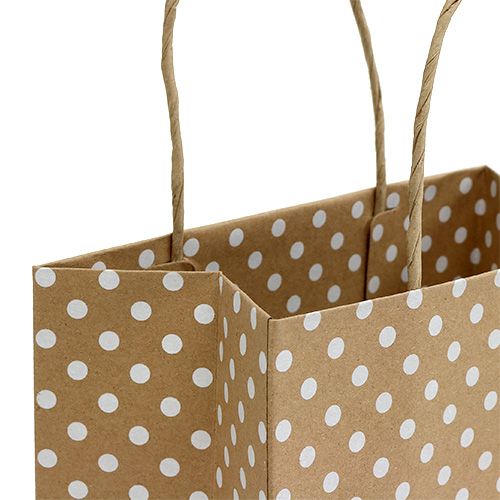 Floristik24 Sac en papier à pois 20cm x25cm nature 6pcs