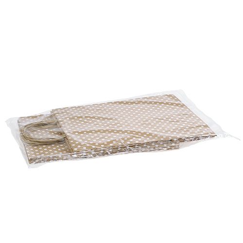 Floristik24 Sac en papier à pois 20cm x25cm nature 6pcs