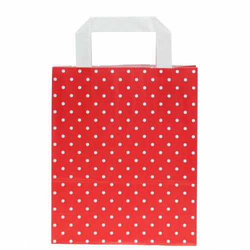 Floristik24 Sac papier rouge à pois 18cm x 8cm x 22cm 25p