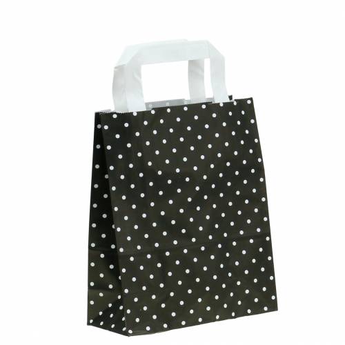 Floristik24 Sac en papier noir à pois 22cm x 10cm x 31cm 25 pièces