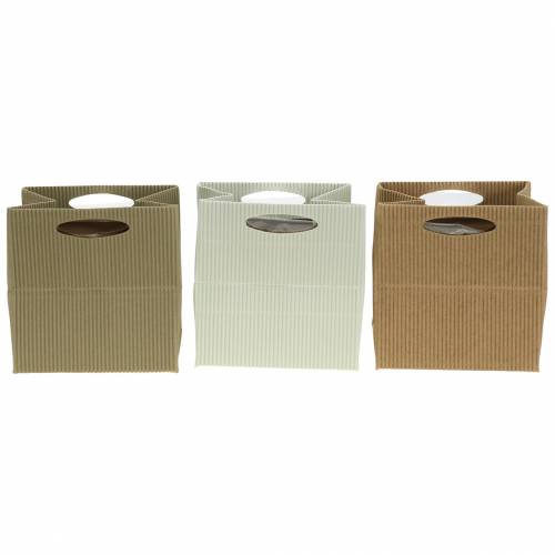 Sac en papier cache-pot nature, gris 10,5cm 12pcs