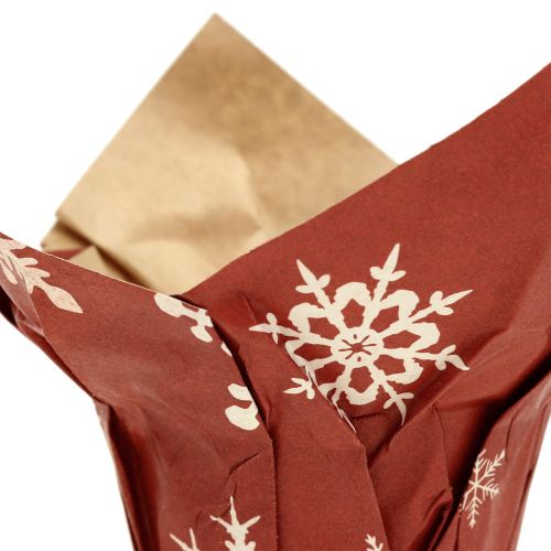 Floristik24 Pot en papier avec flocons de neige rouge-blanc Ø6cm 12p