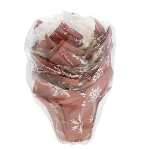 Floristik24 Pot en papier avec flocons de neige rouge-blanc Ø6cm 12p