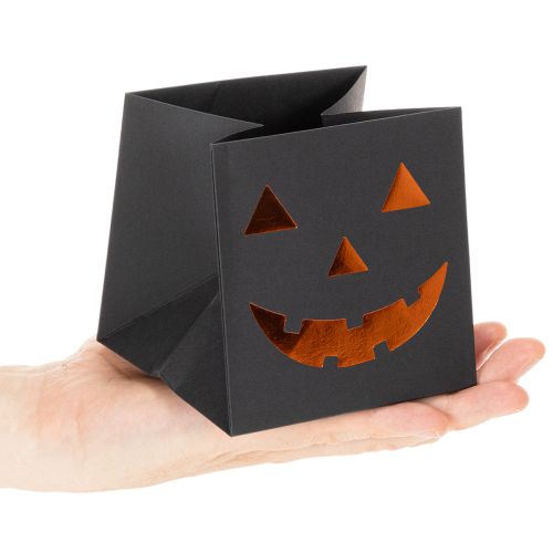 Pochettes en papier Halloween motif citrouille 10,5 cm noir et orange lot de 6 | Floristik24.fr