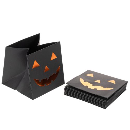 Pochettes en papier Halloween motif citrouille 10,5 cm noir et orange lot de 6 | Floristik24.fr