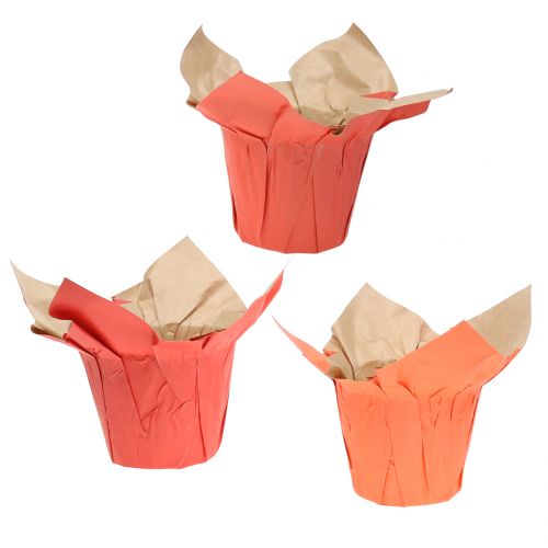 Floristik24 Pot en papier cache-pot orange/rouge Ø 10 cm 12 p.
