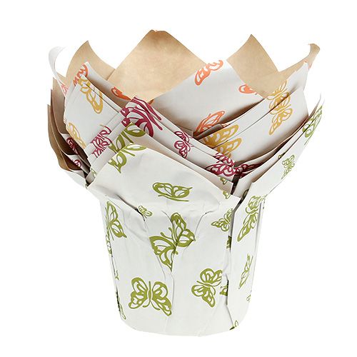 Floristik24 Pot en papier Ø12cm H9cm avec motif 8pcs