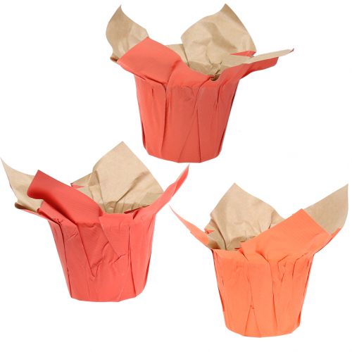 Floristik24 Pot en papier cache-pot orange/rouge Ø 12 cm 12 p.