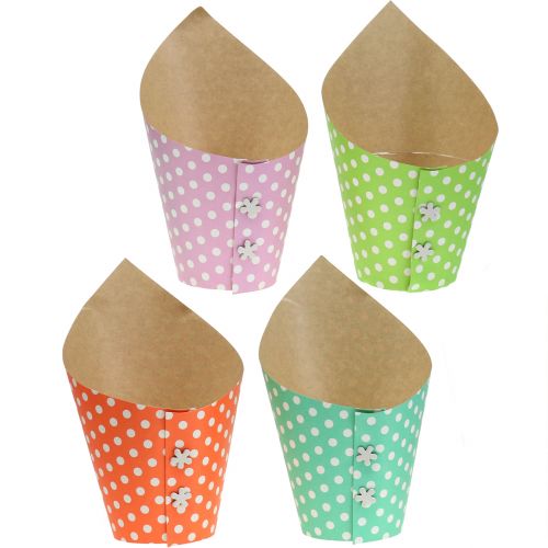 Floristik24 Pot en papier cache-pot multicolore avec pois Ø 12 cm 8 p.