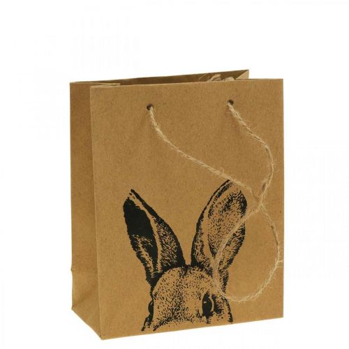 Floristik24 Sac cadeau Pâques sac en papier lapin marron 12×6×15cm 8 pièces