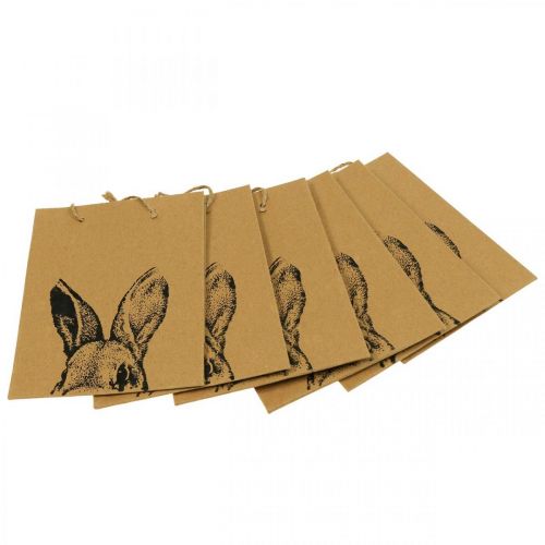 Article Sac cadeau Pâques sac en papier lapin marron 16×6.5×20cm 6pcs
