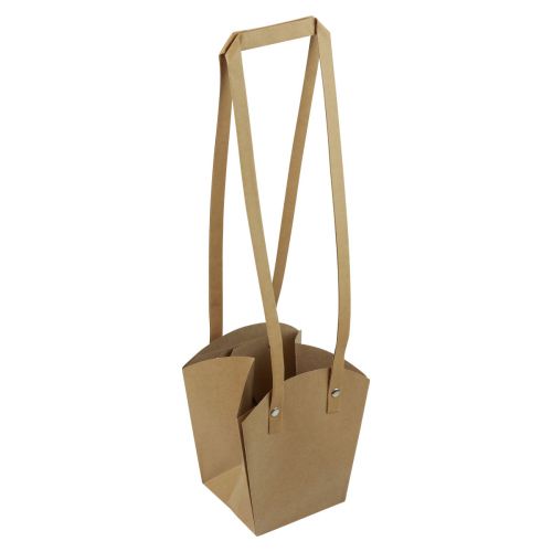 Floristik24 Sacs en papier avec poignée pour jardinière en papier naturel 9,5×9,5×15cm 10 pcs
