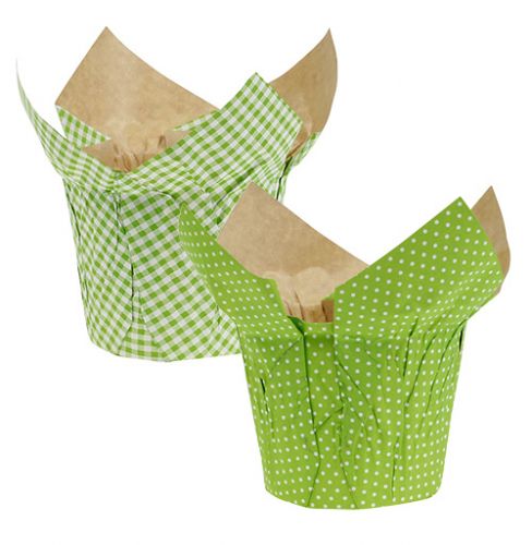 Pot en papier Ø12cm H9cm vert assortiment. 8 pièces