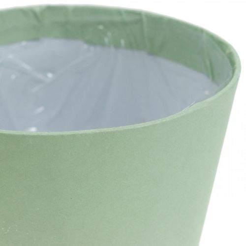 Article Pot en papier, mini cache pot, cache pot bleu/vert Ø9cm H7.5cm 4pcs