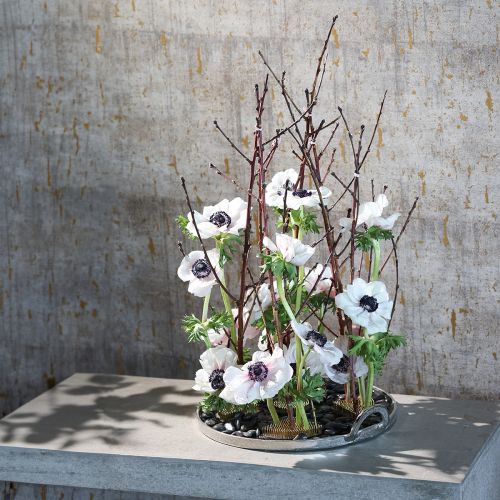 Floristik24 Kenzan Quart de cercle Pique-fleurs Laiton argenté 80×80mm