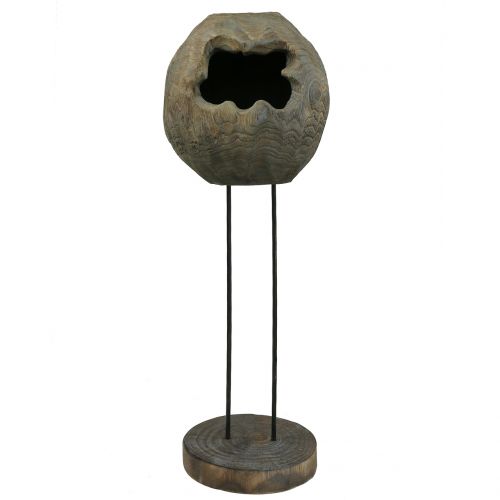 Floristik24 Déco sculpture boule en bois de paulownia H68cm