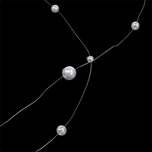 Floristik24 Fil métalliqus avec des perles blanches 25m