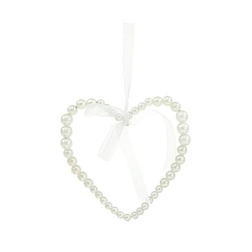 Floristik24 Coeur de perles 10 cm crème 6 p.