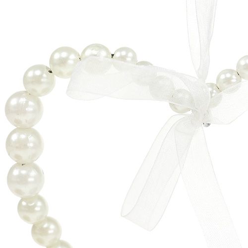 Floristik24 Coeur de perles 10 cm crème 6 p.