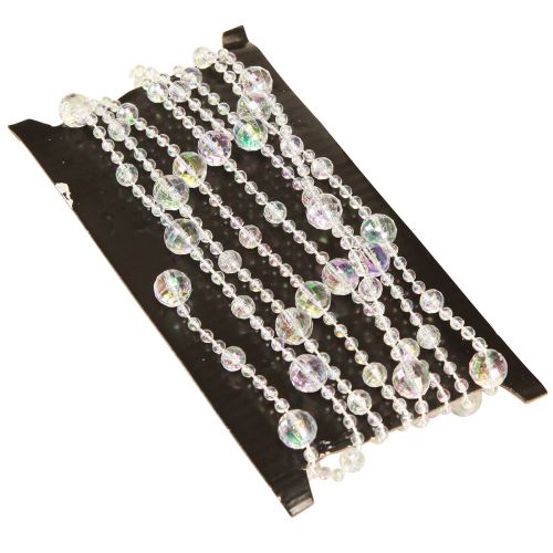 Article Collier de perles, ruban de perles, guirlande de perles, blanc transparent, 270 cm x 2 pièces