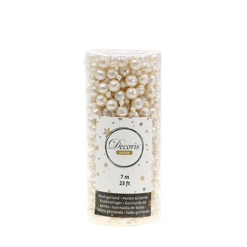 Floristik24 Collier de perles crème 7m