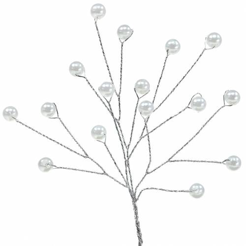 Floristik24 Branche de perles blanc L18cm 2pcs