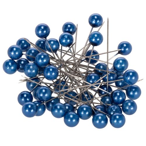 Épingles décoratives à tête perlée bleu Ø10 mm - 60 mm - Lot de 50