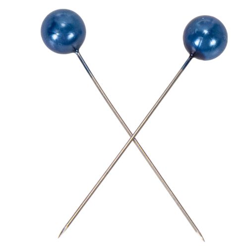 Épingles décoratives à tête perlée bleu Ø10 mm - 60 mm - Lot de 50 | Floristik24.fr