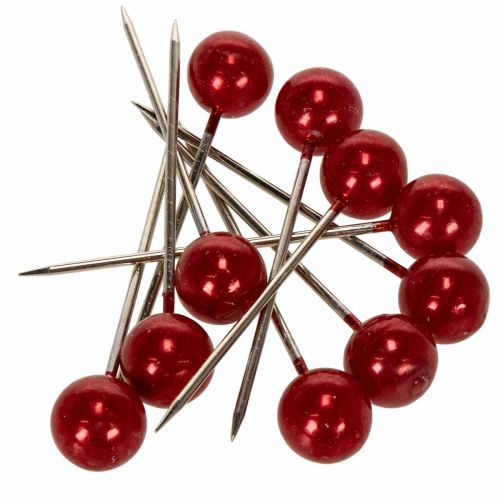 Article Épingles Décoratives Perles Rouges Ø15mm 75mm - Lot de 10