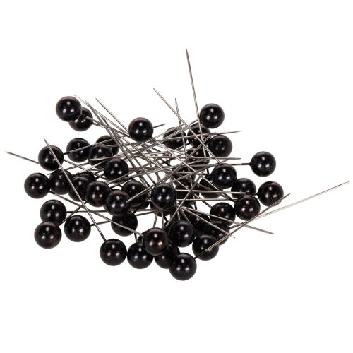 Épingles décoratives à tête perlée noire Ø10 mm, longueur 60 mm, boîte de 50 acheter | Floristik24.fr