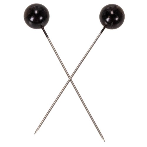 Épingles décoratives à tête perlée noire Ø10 mm, longueur 60 mm, boîte de 50 | Floristik24.fr