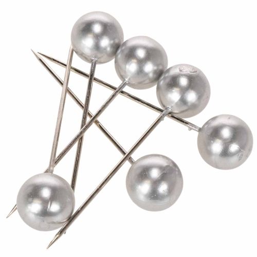 Épingles décoratives argentées avec tête perle Ø20mm, 90mm, lot de 6 acheter | Floristik24.fr