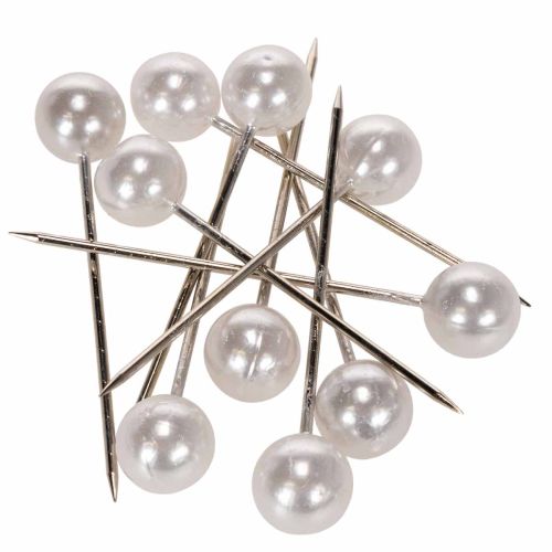 Article Épingles à tête perlée blanches Ø15 mm - Lot de 10