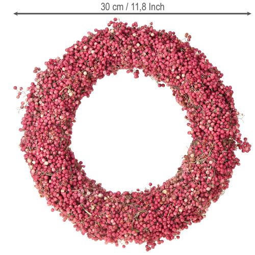 Article Couronne de poivrons, couronne de baies de poivrons roses, couronne séchée Ø30cm