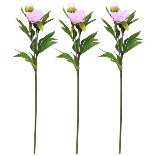 Article Pivoine fleurs artificielles rose avec longue tige 70cm 3pcs