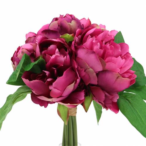 Floristik24 Bouquet de fleurs artificielles avec pivoines violet magenta Ø27cm 1 pièce