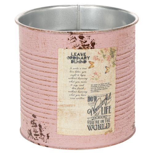 Floristik24 Pot de fleurs, rose ancienne, boîte décorative en métal, style vintage, Ø 15,5 cm x H 15 cm