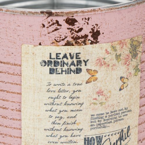 Article Pot de fleurs, rose ancienne, boîte décorative en métal, style vintage, Ø 15,5 cm x H 15 cm