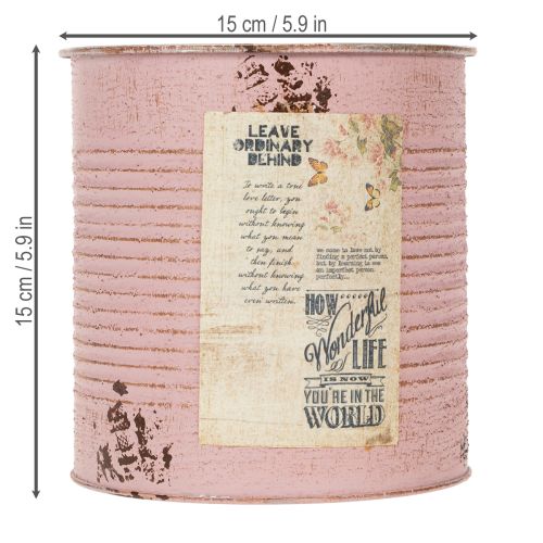 Article Pot de fleurs, rose ancienne, boîte décorative en métal, style vintage, Ø 15,5 cm x H 15 cm