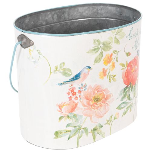 Pot de fleurs ovale vintage printanier, en métal, 26 x 22 x 17 cm, lot de 3 | Floristik24.fr