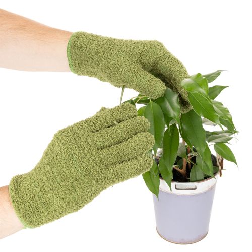 Gants en microfibre verts pour entretien des plantes en pot, 1 paire | Floristik24.fr