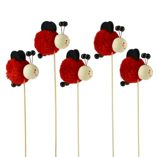 Floristik24 Bouchon de plante Coccinelle Décoration Fleur Bouchon 27,5 cm 9 pièces
