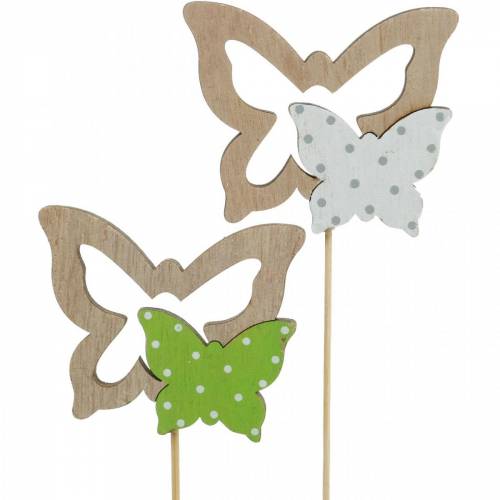 Floristik24 Bouchon de plante papillon sur bâton bois décoration de printemps 16pcs