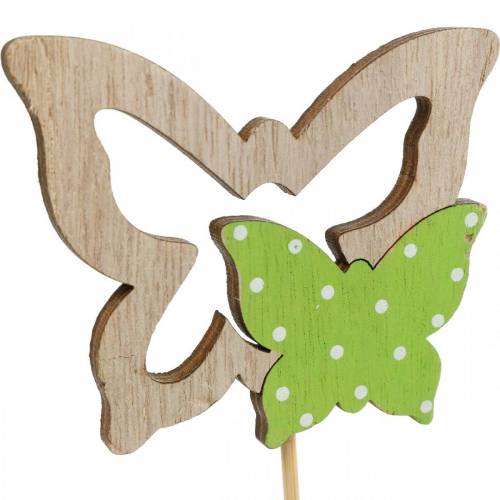 Article Bouchon de plante papillon sur bâton bois décoration de printemps 16pcs
