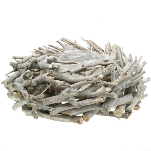 Récipient à plantes couronne-corbeille en branches, gris Ø 42 cm