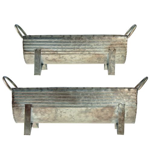 Floristik24 Jardinière gouttière métal L44cm/37,5cm lot de 2